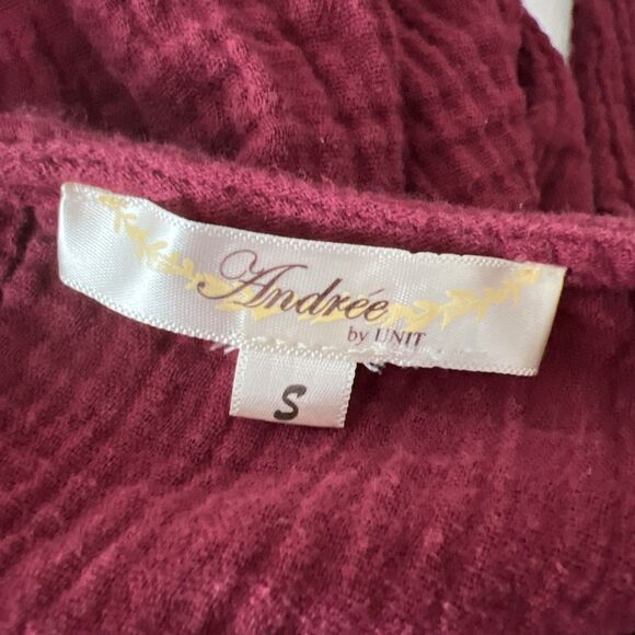 Andree by Unit Boho Blouse Women Small Maroon Floral Embroidered Long Sleeve Top - Picture 5 of 14